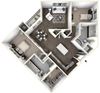 One Bedroom Two Bath plus Den Floorplan